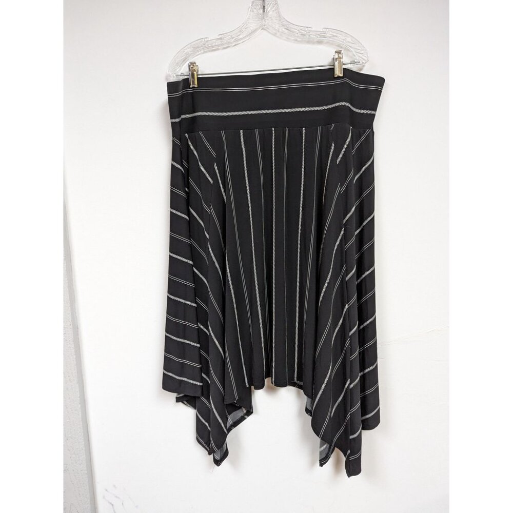 Lane Bryant Size 18/20 Skirt Black White Striped Asymmetrical Womens